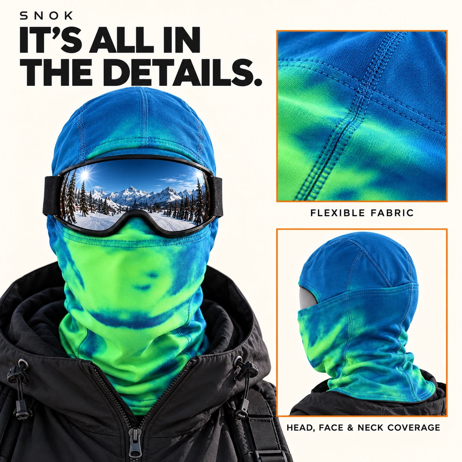 Chameleon Ski Mask — material and construction