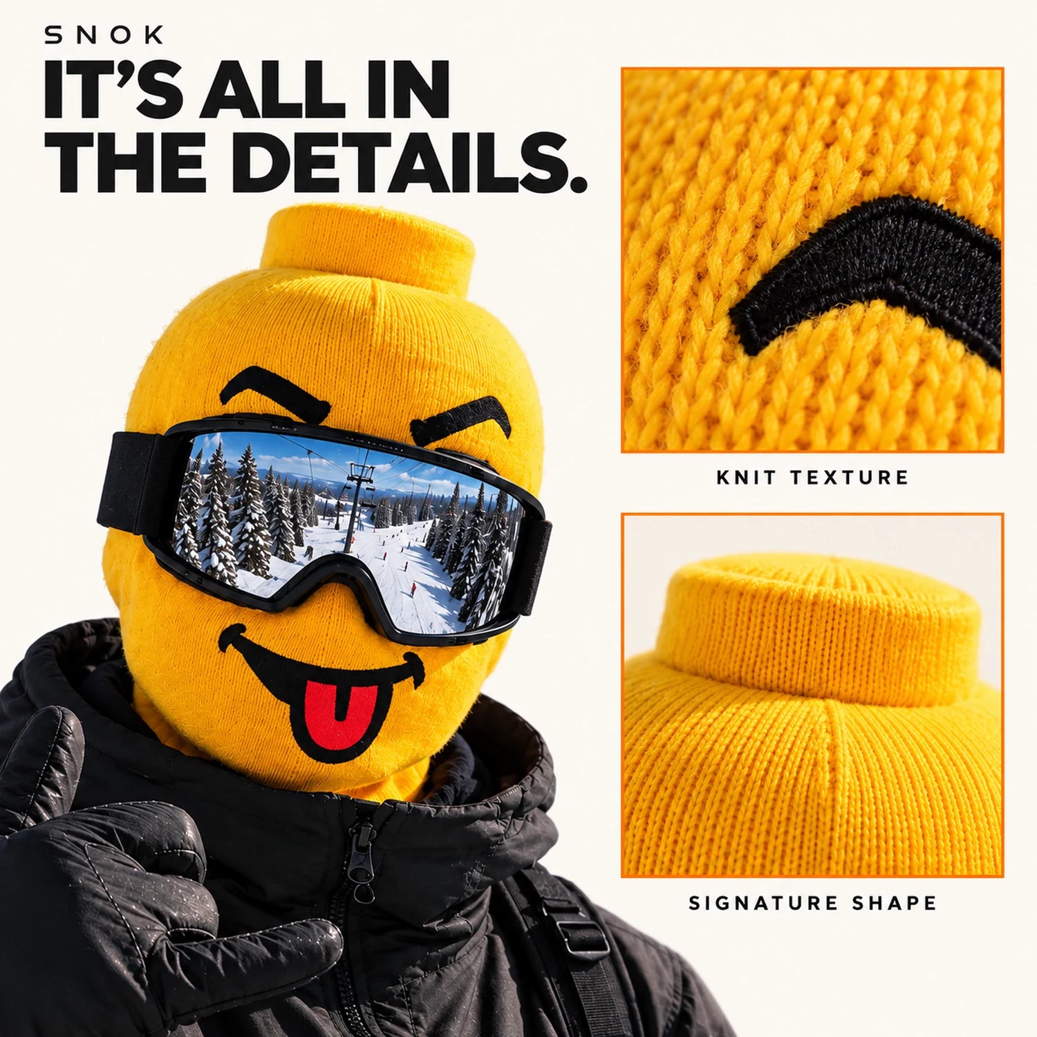 Yellow-Head Ski Mask — material and construction