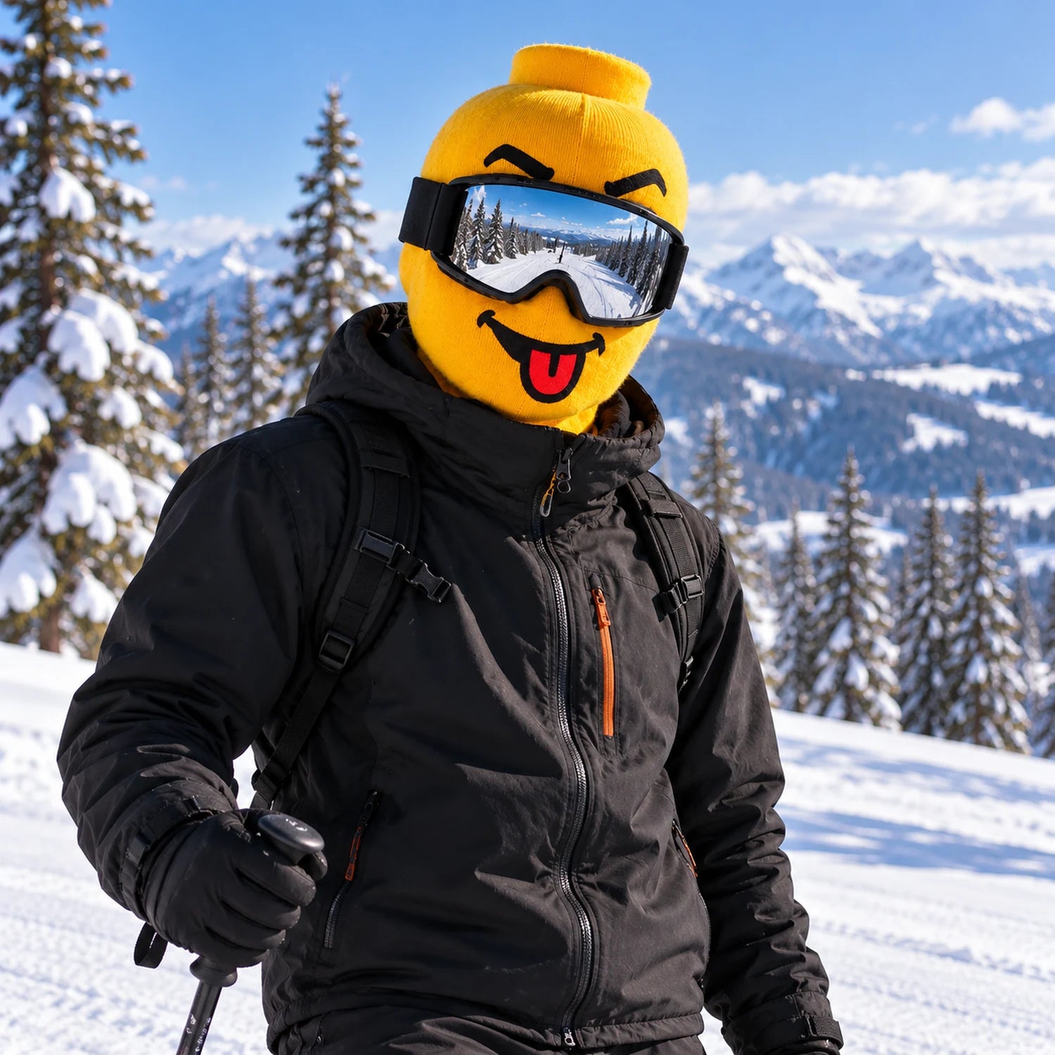 Yellow-Head Ski Mask — worn on the slopes